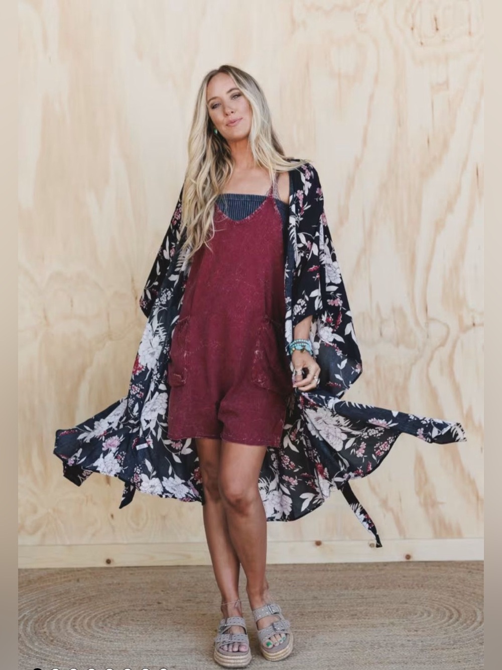 Zenana Boho Romper and tube top, Three Bird Nest Kimono three piece set
